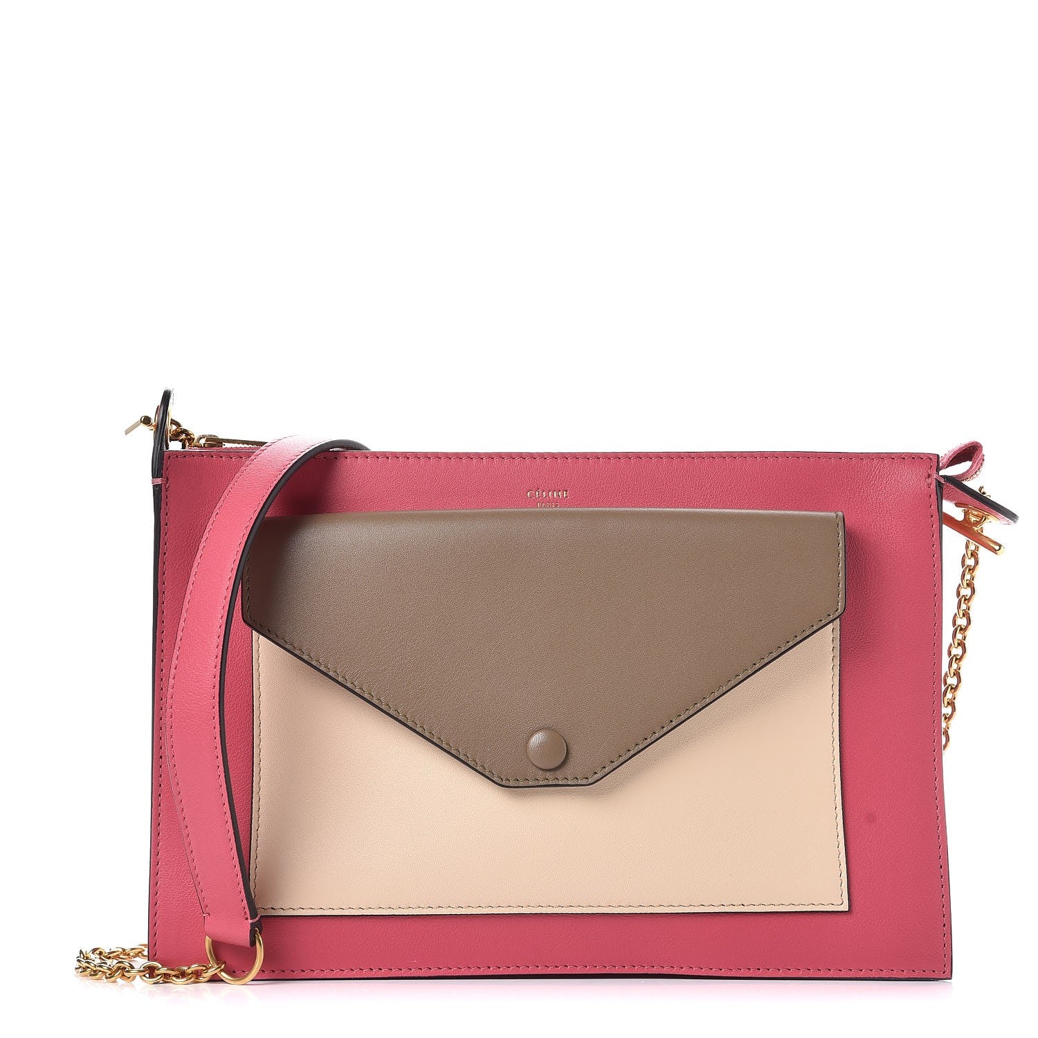 Celine Smooth Calfskin Medium Pocket Clutch On Chain Rose Dust 1 of 10