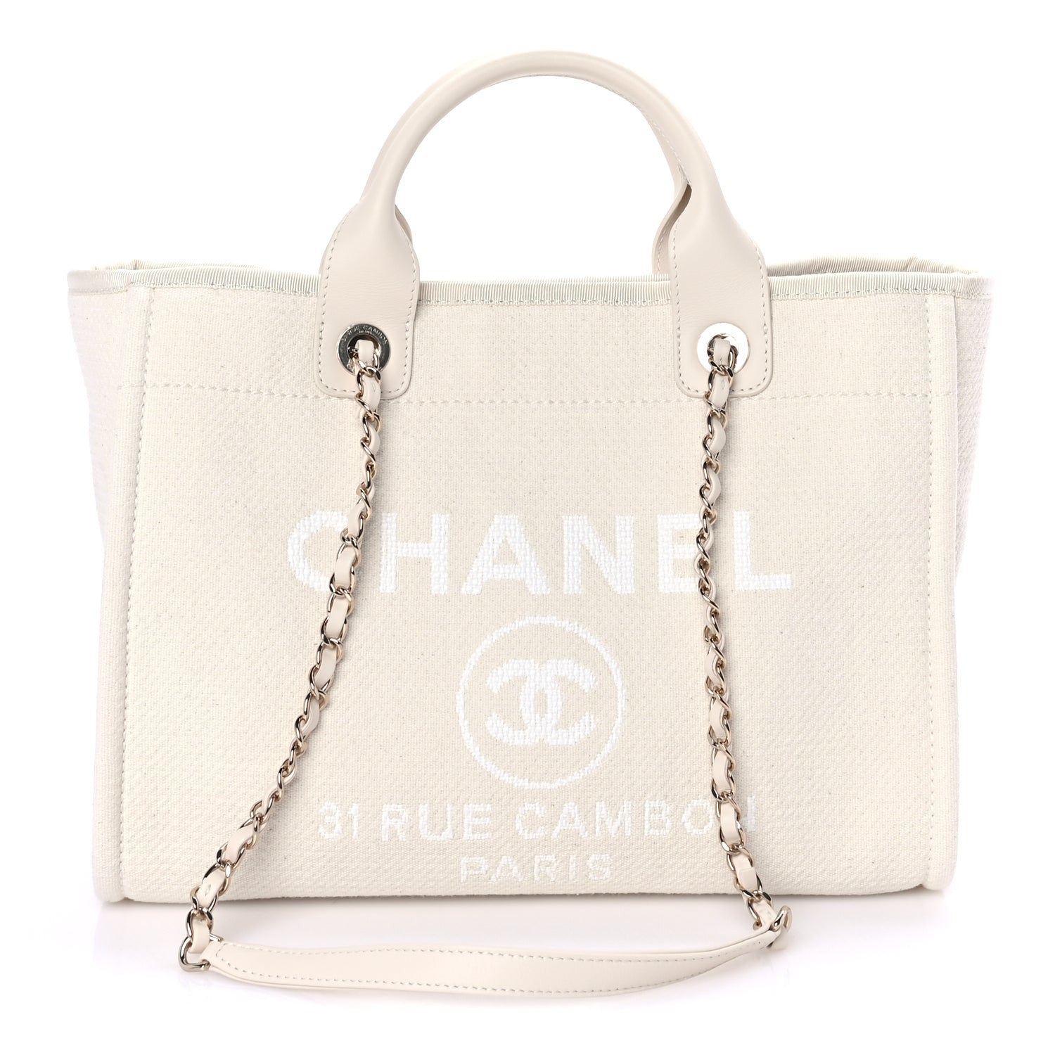 Chanel Mixed Fibers Small Deauville Tote  White 1 of 7