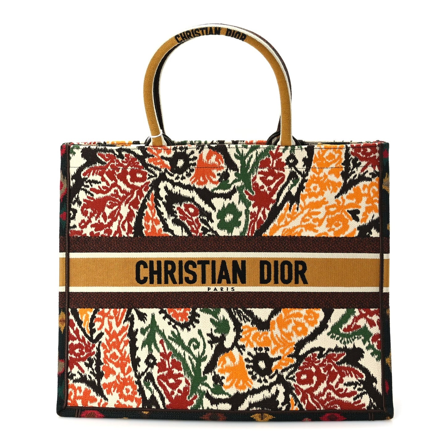 Canvas Embroidered Large Paisley Book Tote Multicolor