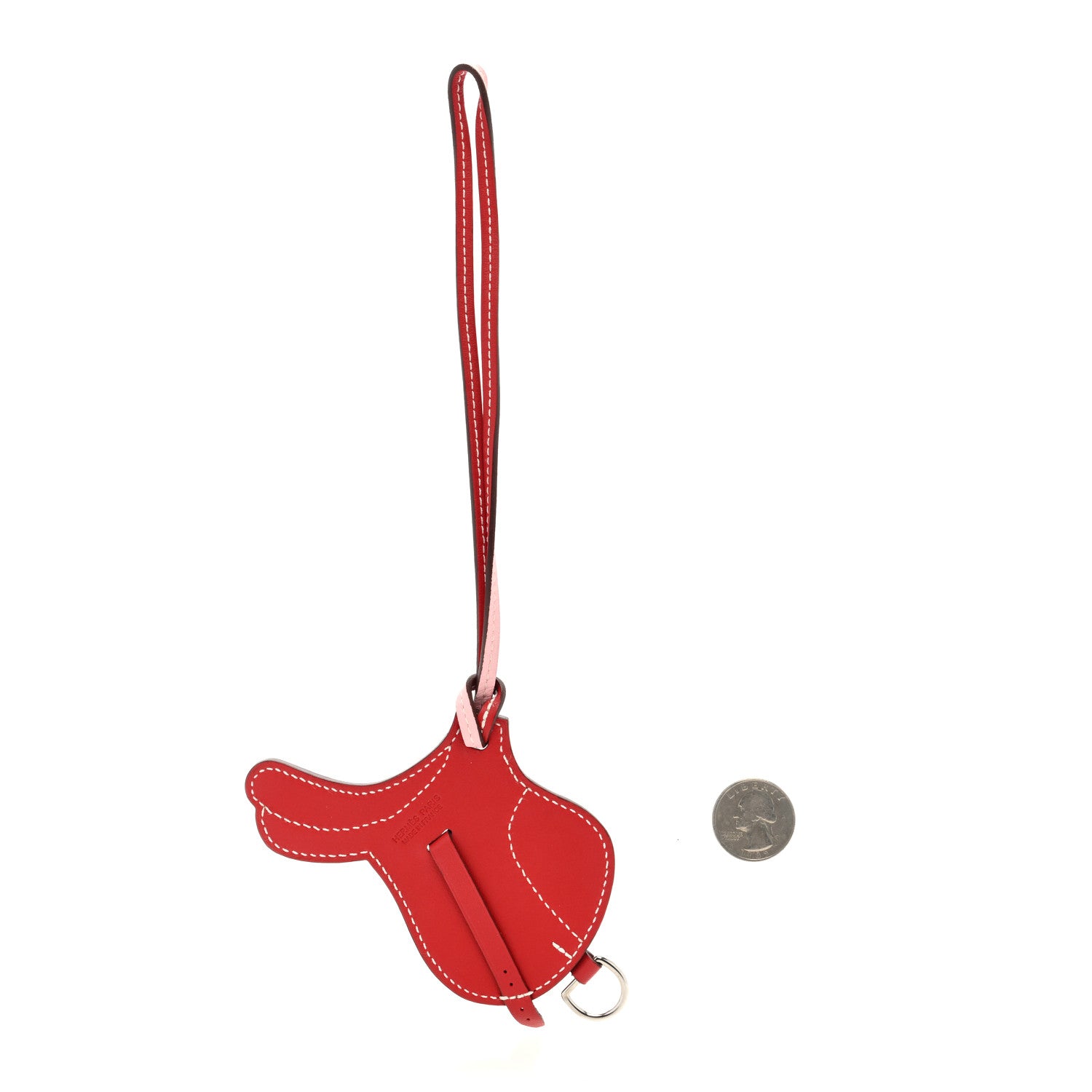 Hermes Swift Paddock Selle Horse Saddle Bag Charm Rouge Rose Sakura 2 of 3