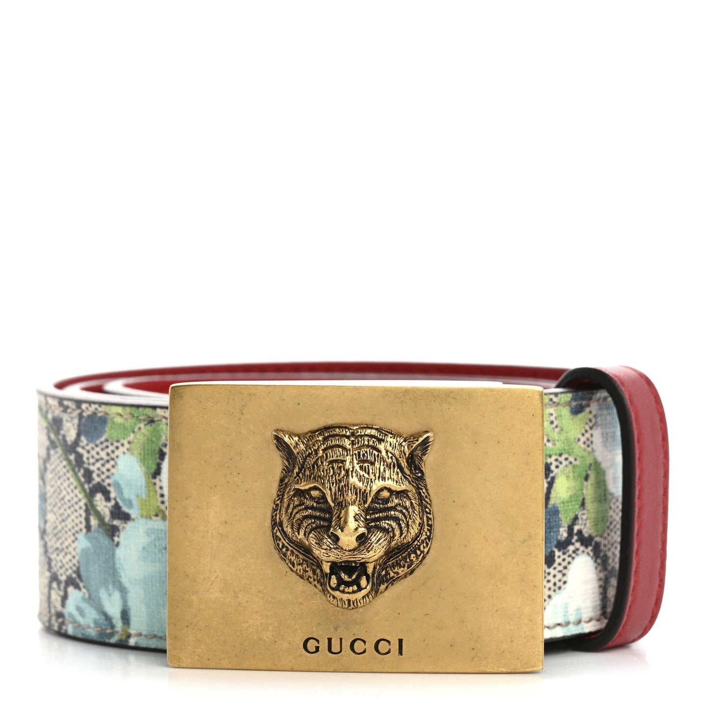 GG Supreme Monogram Blooms Plaque Belt 70 28 Blue