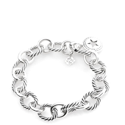 David Yurman Sterling Silver 12mm Large Oval Link Star Charm Bracelet 3 of 5
