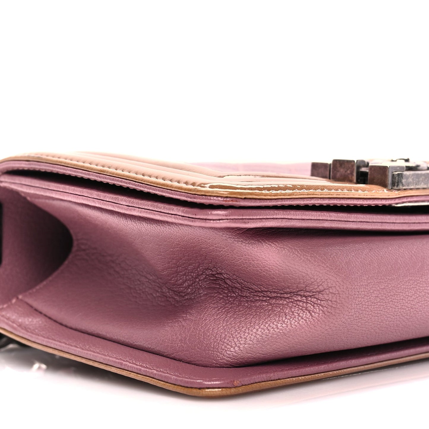 Goatskin Quilted Patent Small Duo Boy Flap Pink