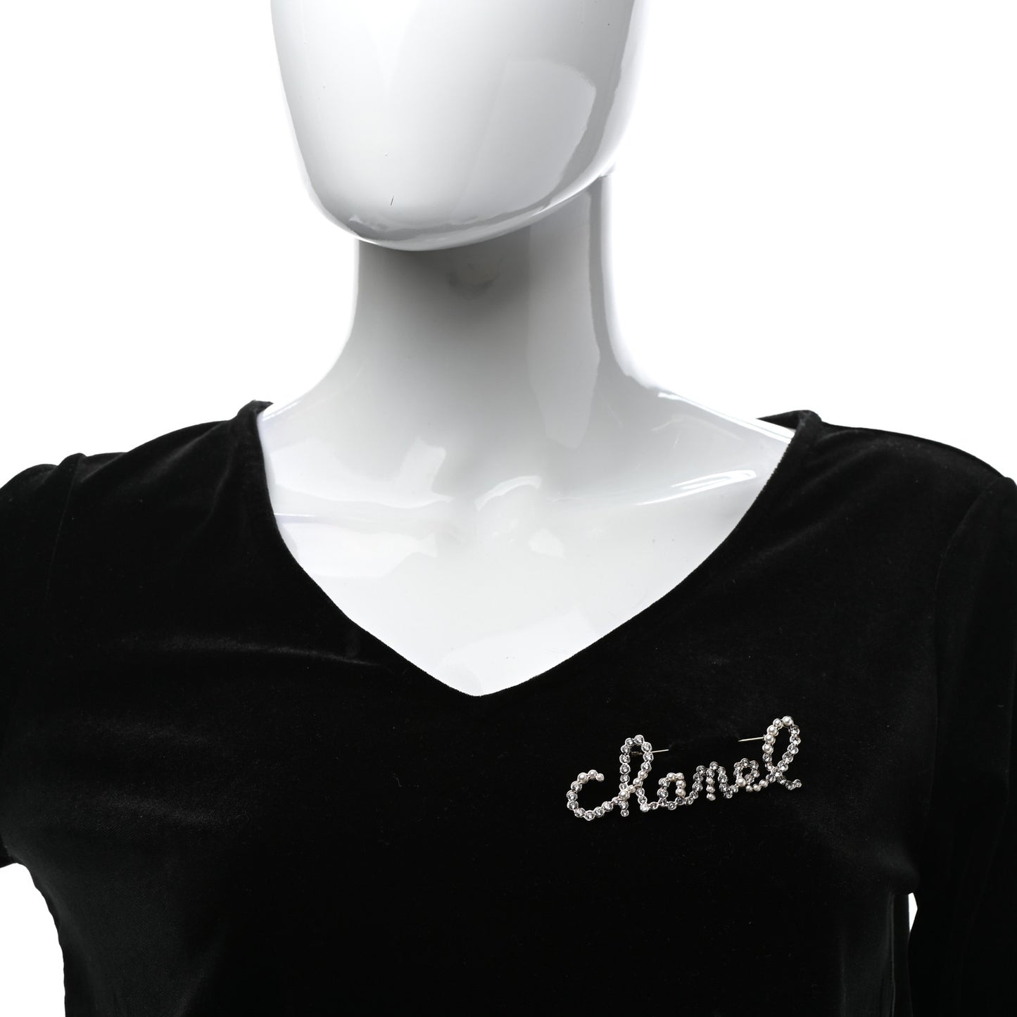 Metal Glass Swirling Pearls Brooch Pin Gold