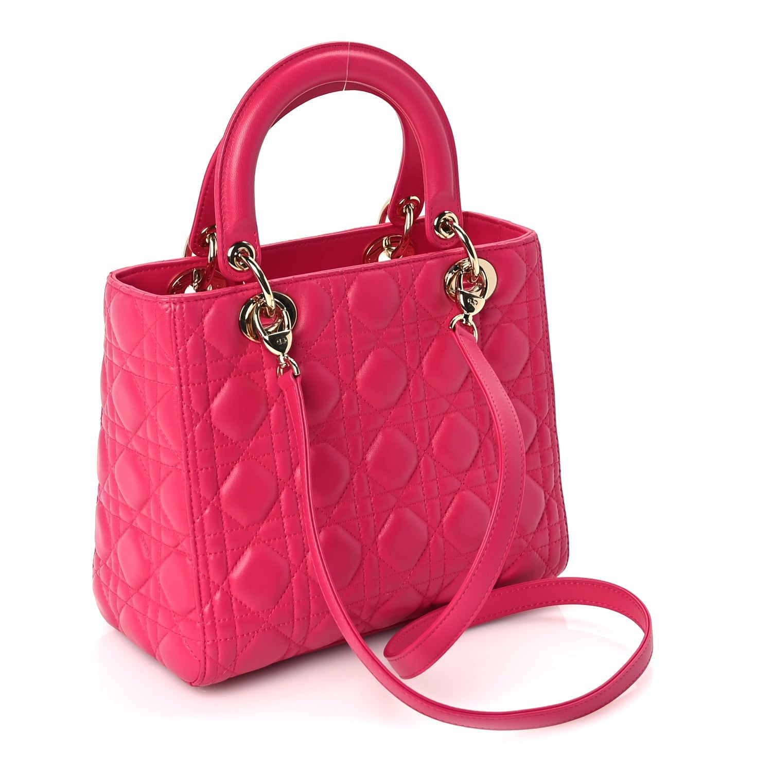 Christian Dior Lambskin Cannage Medium Lady Dior  Fuchsia 2 of 8