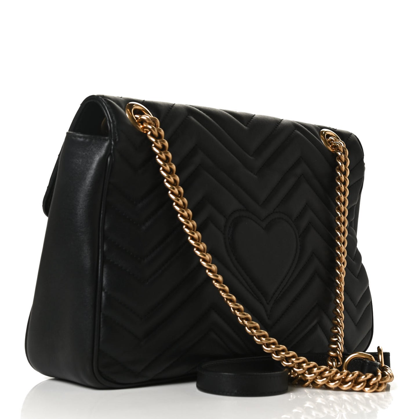 Calfskin Matelasse Medium GG Marmont Shoulder Bag Black