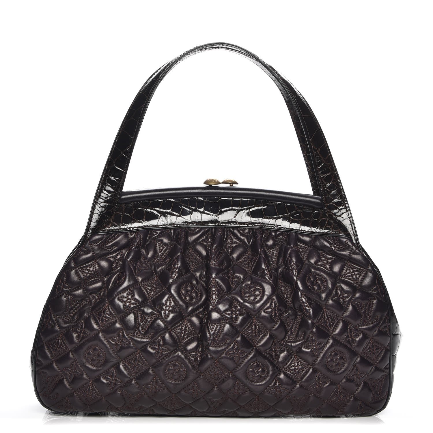 Louis Vuitton Monogram Vienna Alligator Sac Fermoir GM Aubergine 1 of 7