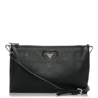Prada Vitello Daino Zippered Crossbody Bag Black 1 of 7