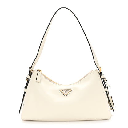 Prada Soft Calfskin Medium Aimee Shoulder Bag White 1 of 8