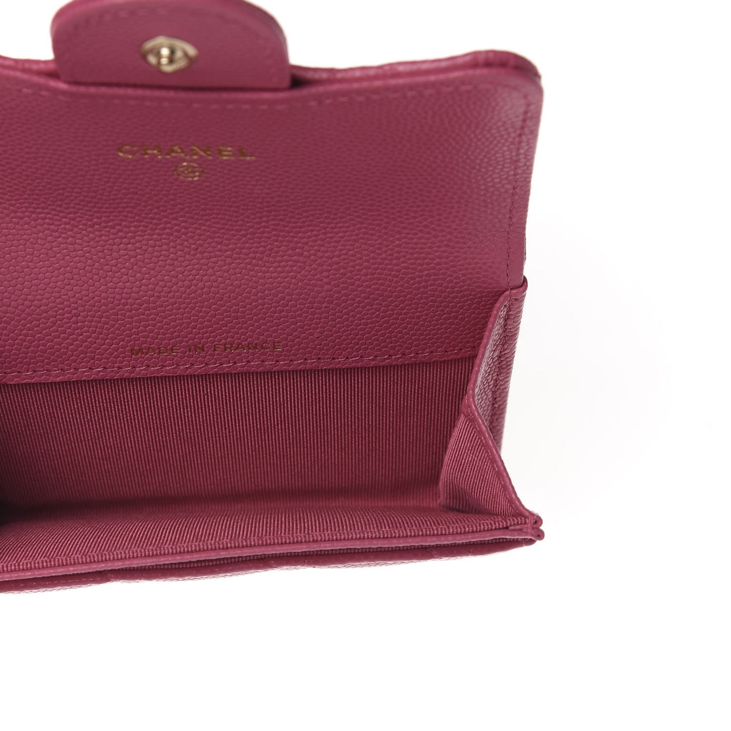 Caviar Quilted Flap Card Holder Wallet Pink