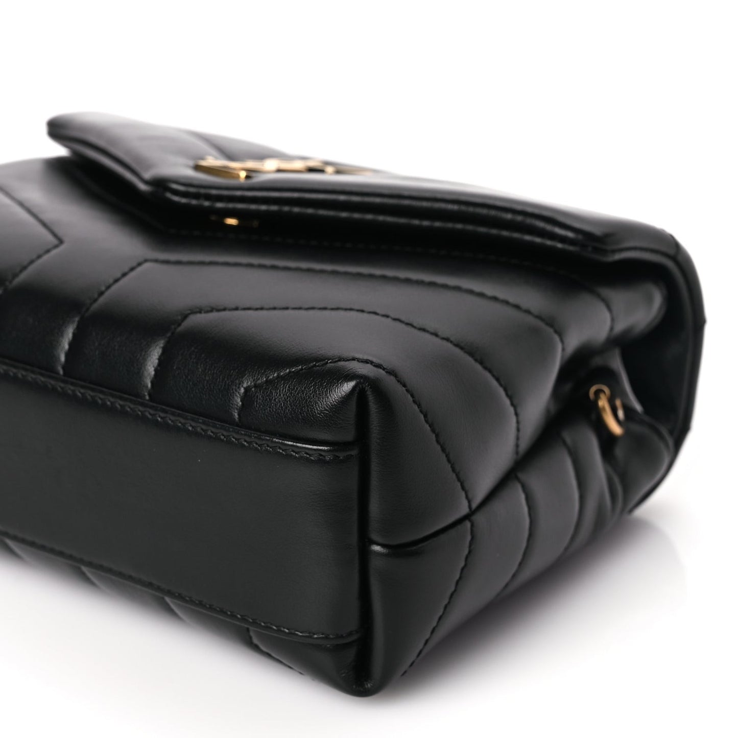Calfskin Y Quilted Monogram Toy Loulou Crossbody Bag Black