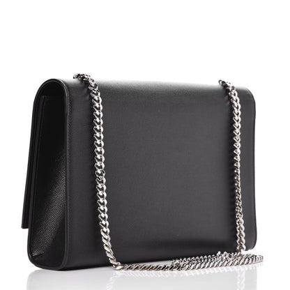 Saint Laurent Grain De Poudre Large Classic Monogram Kate Satchel Black 3 of 6