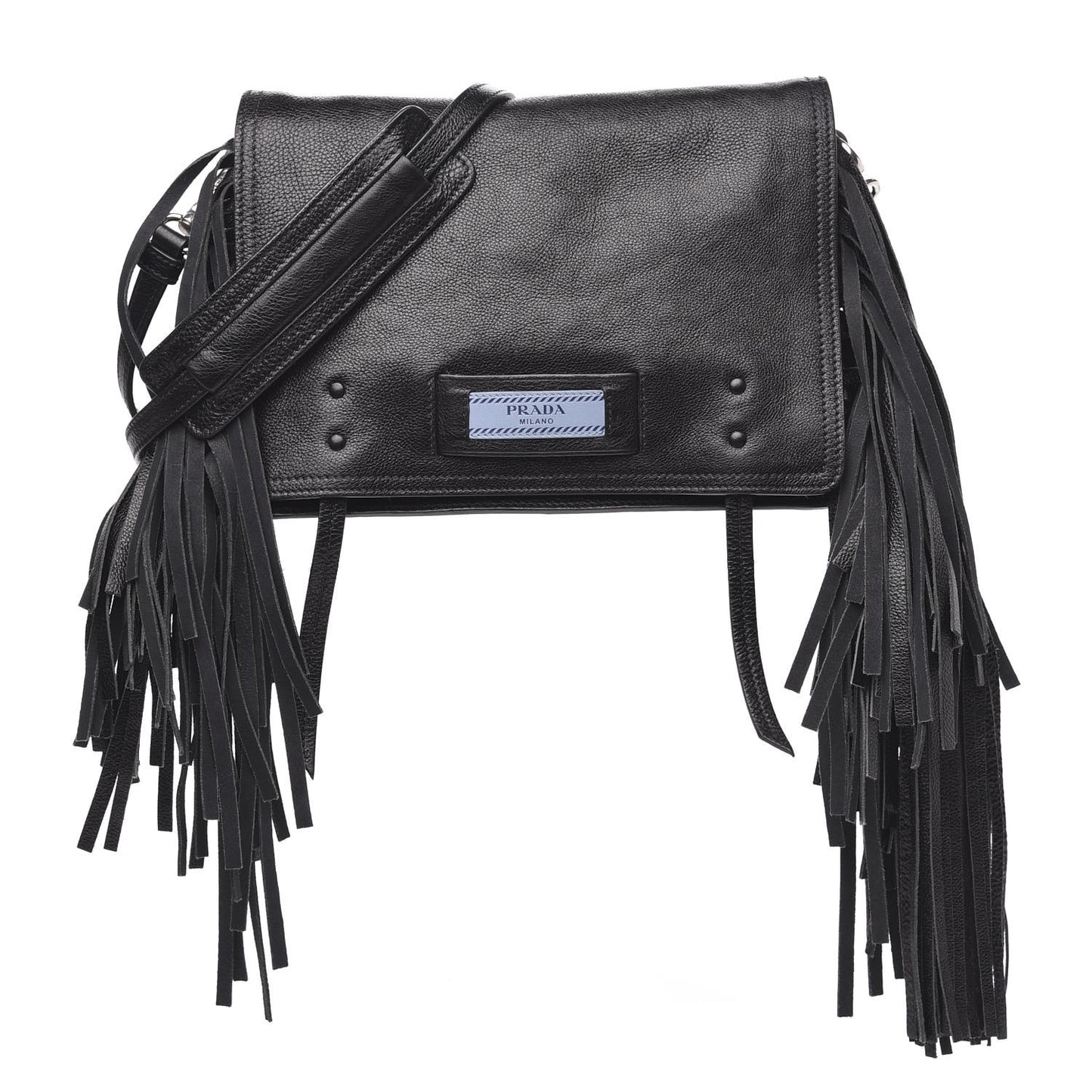 Glace Calf Etiquette Fringe Flap Black Astrale