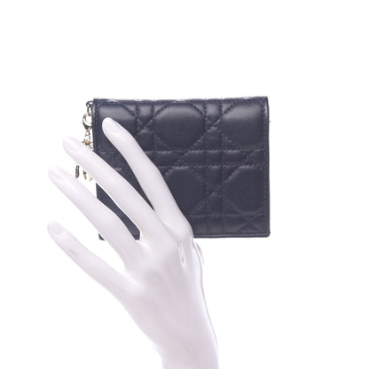 Christian Dior Lambskin Cannage Mini Lady Dior Wallet Navy 2 of 9