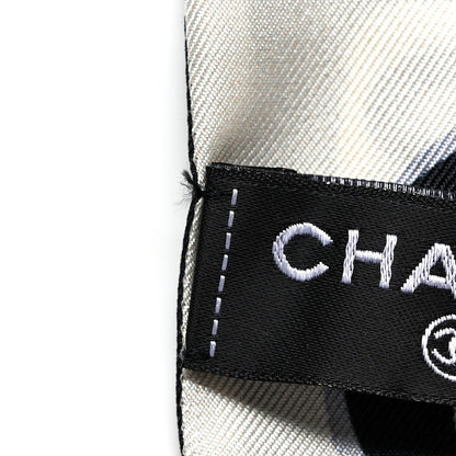 Chanel Silk CC Slim Bandeau Scarf Black Ecru 6 of 8