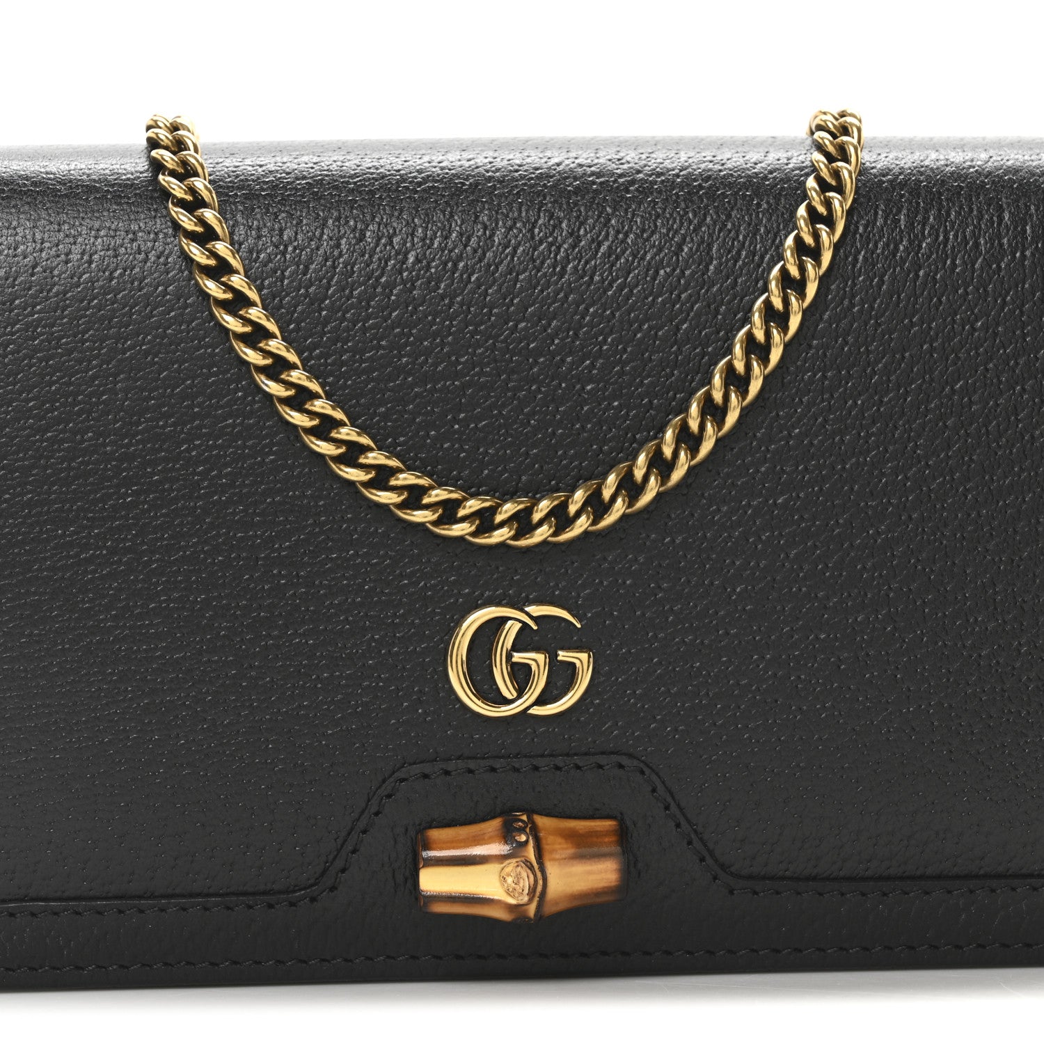 Gucci Dollar Pigprint Diana Chain Wallet Black 8 of 10