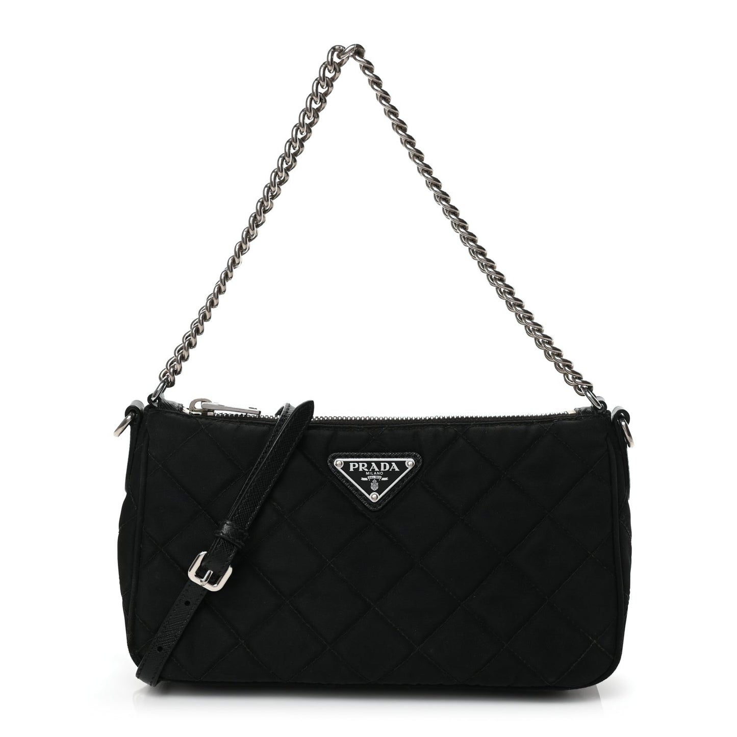 Nylon Tessuto Impuntu Quilted Crossbody Bag Black