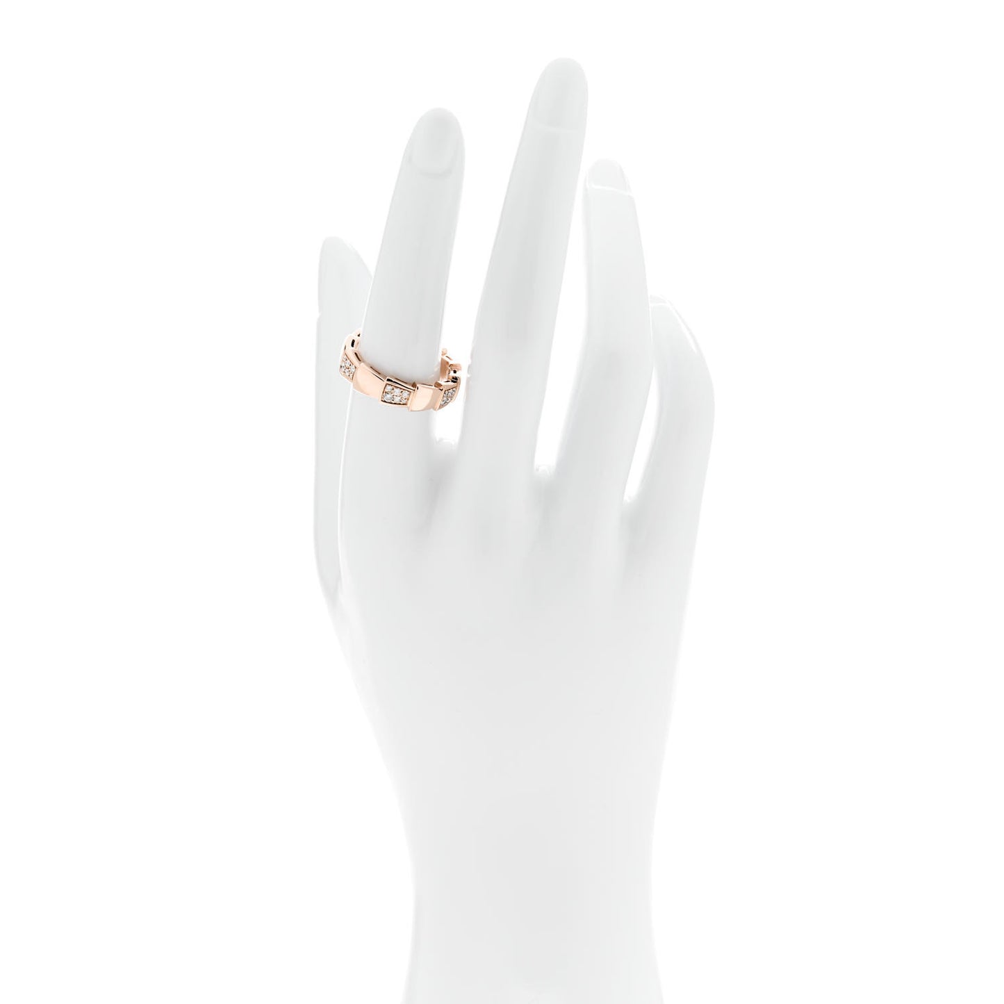 18K Rose Gold Diamond 6mm Serpenti Viper Band Ring 55 7.25