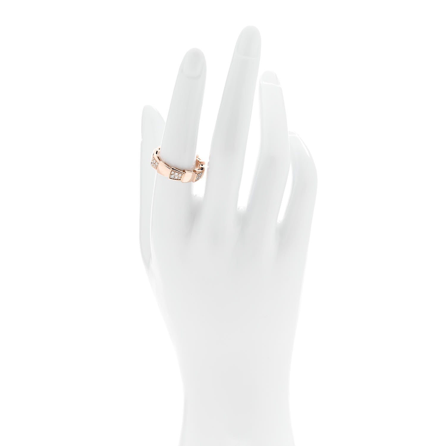Bulgari 18K Rose Gold Diamond 6mm Serpenti Viper Band Ring 55 7.25 2 of 5