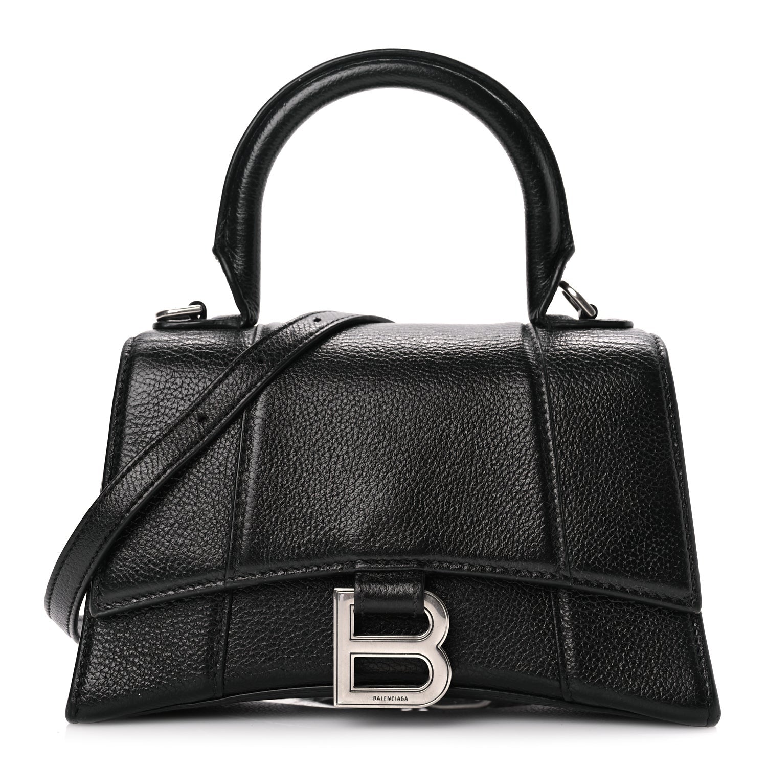 Balenciaga Grained Calfskin Hourglass Top Handle Bag XS Black 1 of 8
