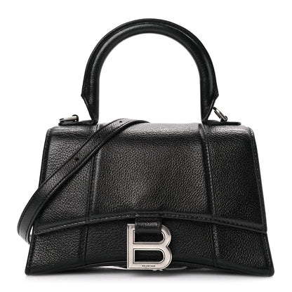 Balenciaga Grained Calfskin Hourglass Top Handle Bag XS Black 1 of 8