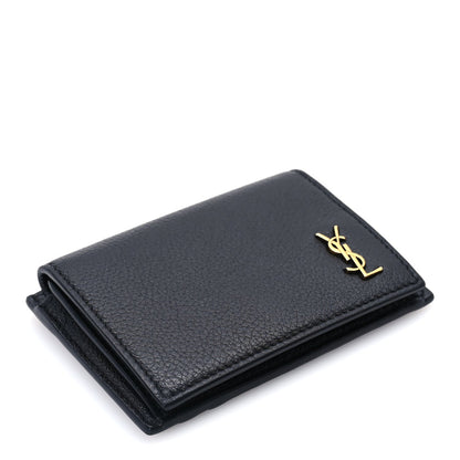 Saint Laurent Grained Calfskin Tiny Cassandre Flap Card Case  Black 4 of 7