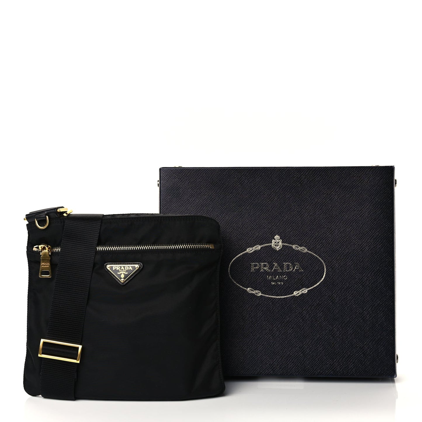 Nylon Vela Flat Messenger Bag Black
