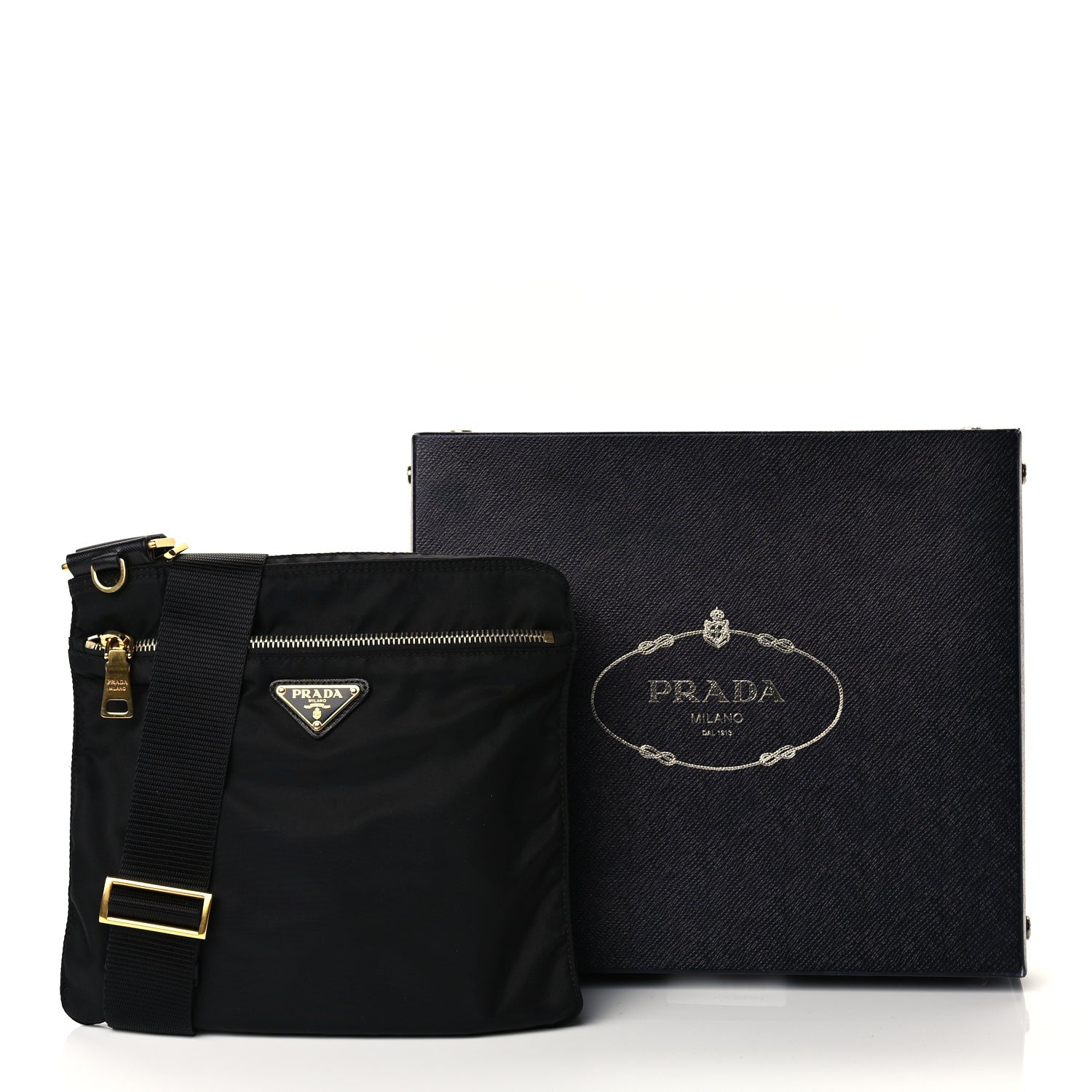 Prada Nylon Vela Flat Messenger Bag Black 10 of 11