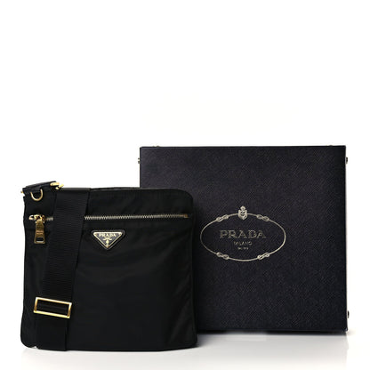 Prada Nylon Vela Flat Messenger Bag Black 10 of 11