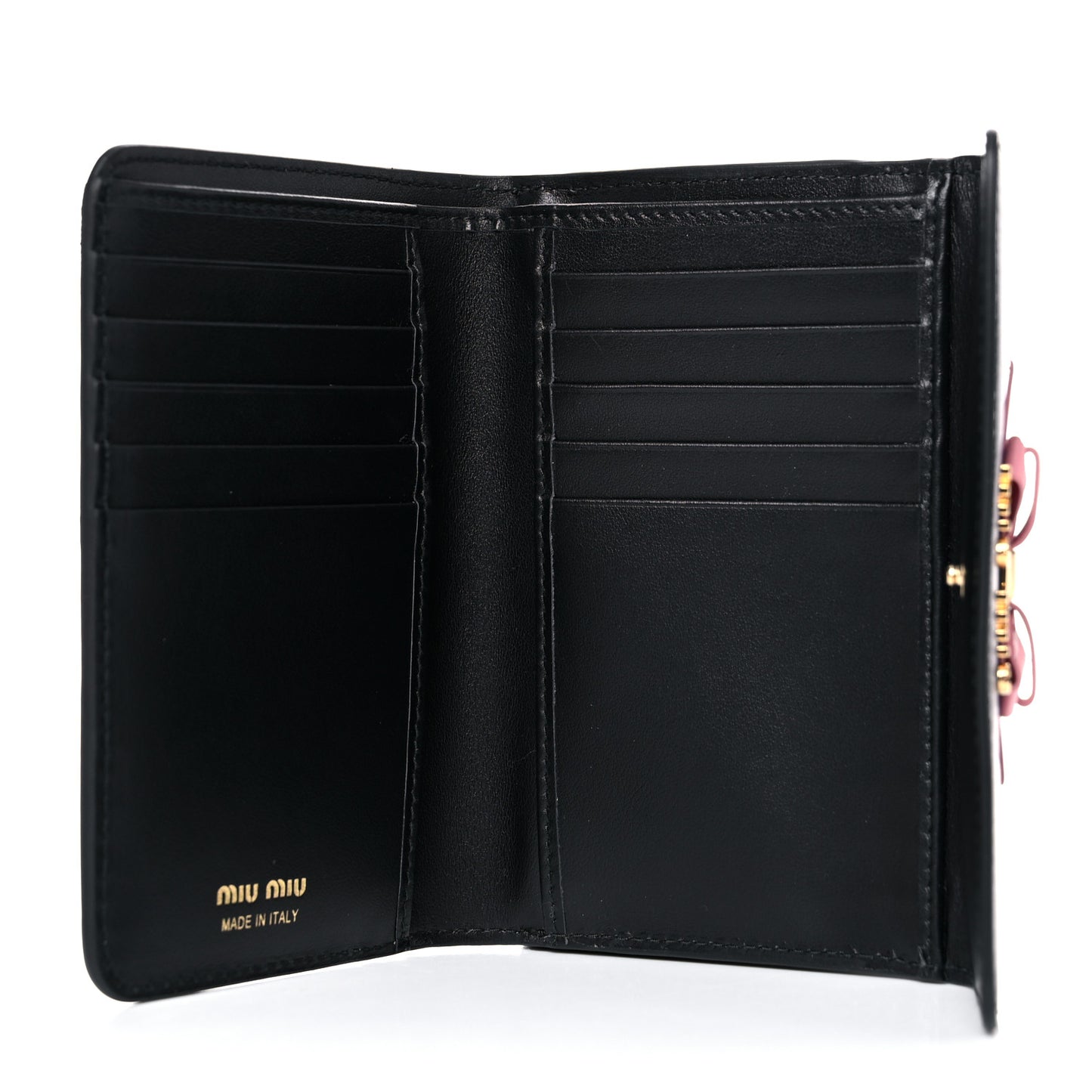 Soft Calfskin Bow Bi-Fold Wallet Black