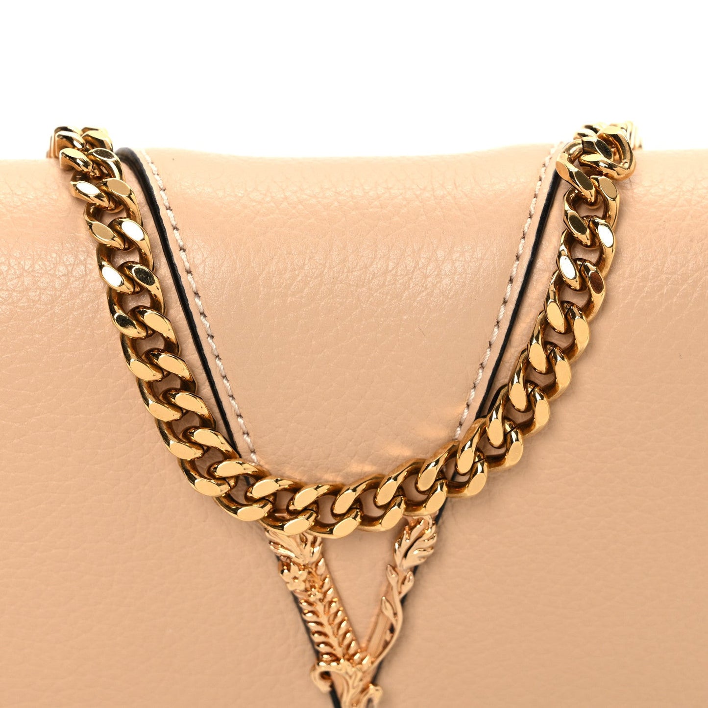 Grained Calfskin Virtus Mini Chain Bag Beige