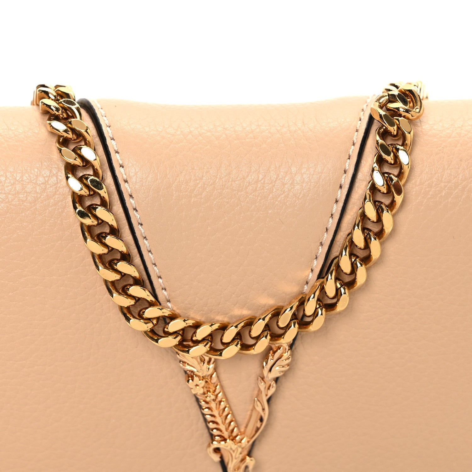 Versace Grained Calfskin Virtus Mini Chain Bag Beige 7 of 7