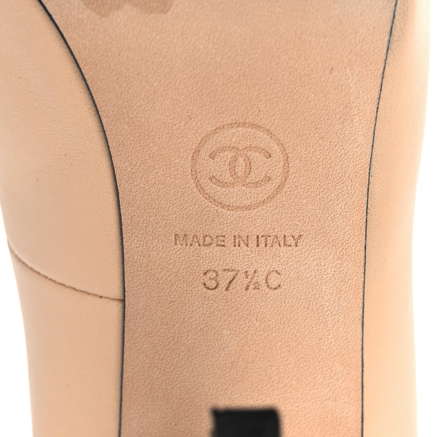 Chanel Lambskin CC Cap Toe Pumps 37.5 Beige Black 6 of 9