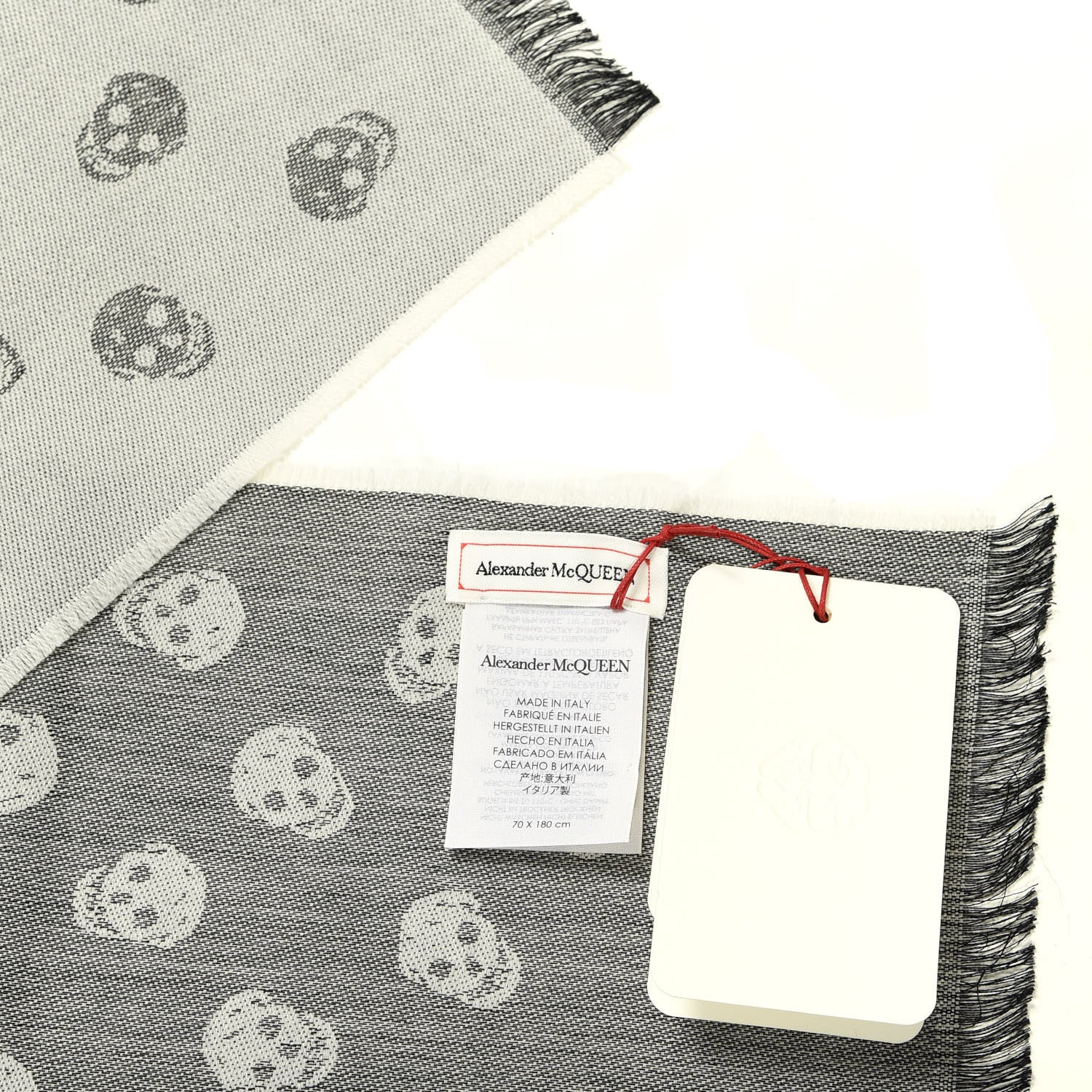 Alexander McQueen Wool Silk Reversible Skull Scarf Grey 3 of 3