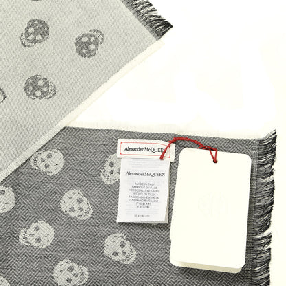Alexander McQueen Wool Silk Reversible Skull Scarf Grey 3 of 3