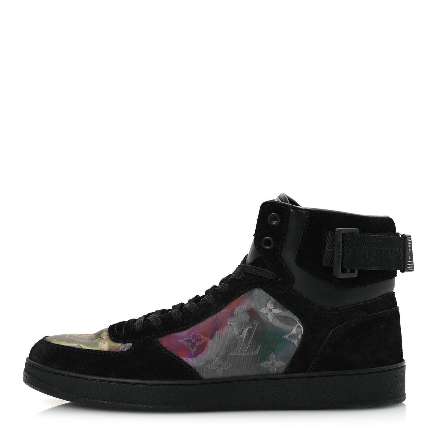 Suede Monogram Mens Rivoli High Top Sneakers Black Multicolor