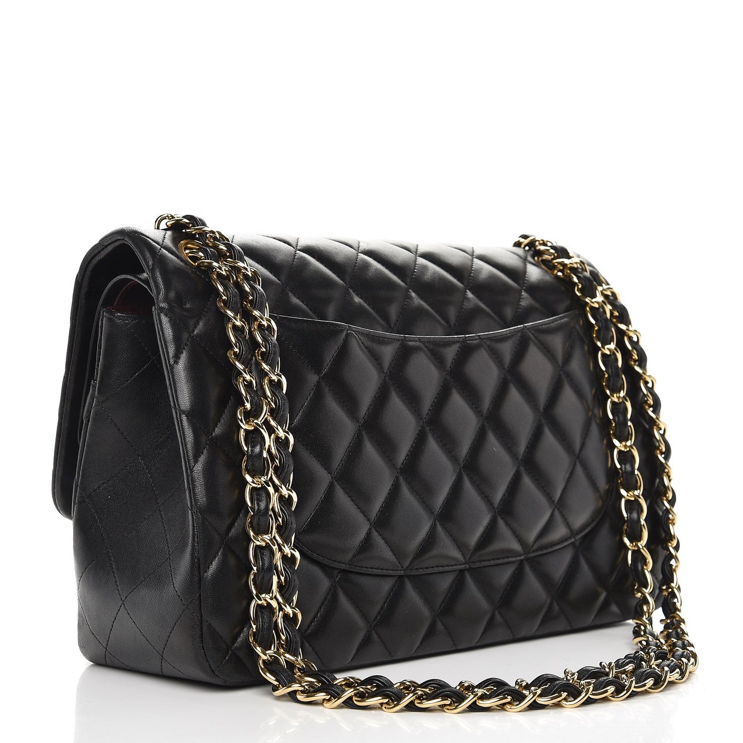 Lambskin Quilted Jumbo Double Flap Black