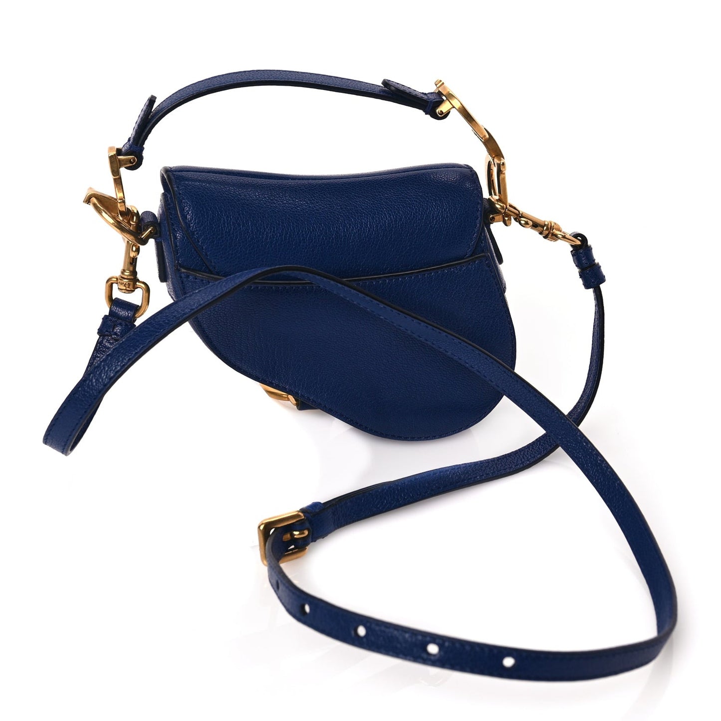 Goatskin Micro Saddle Bag With Strap Blue Royale