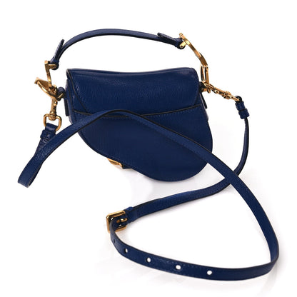 Christian Dior Goatskin Micro Saddle Bag With Strap Blue Royale 2 of 8