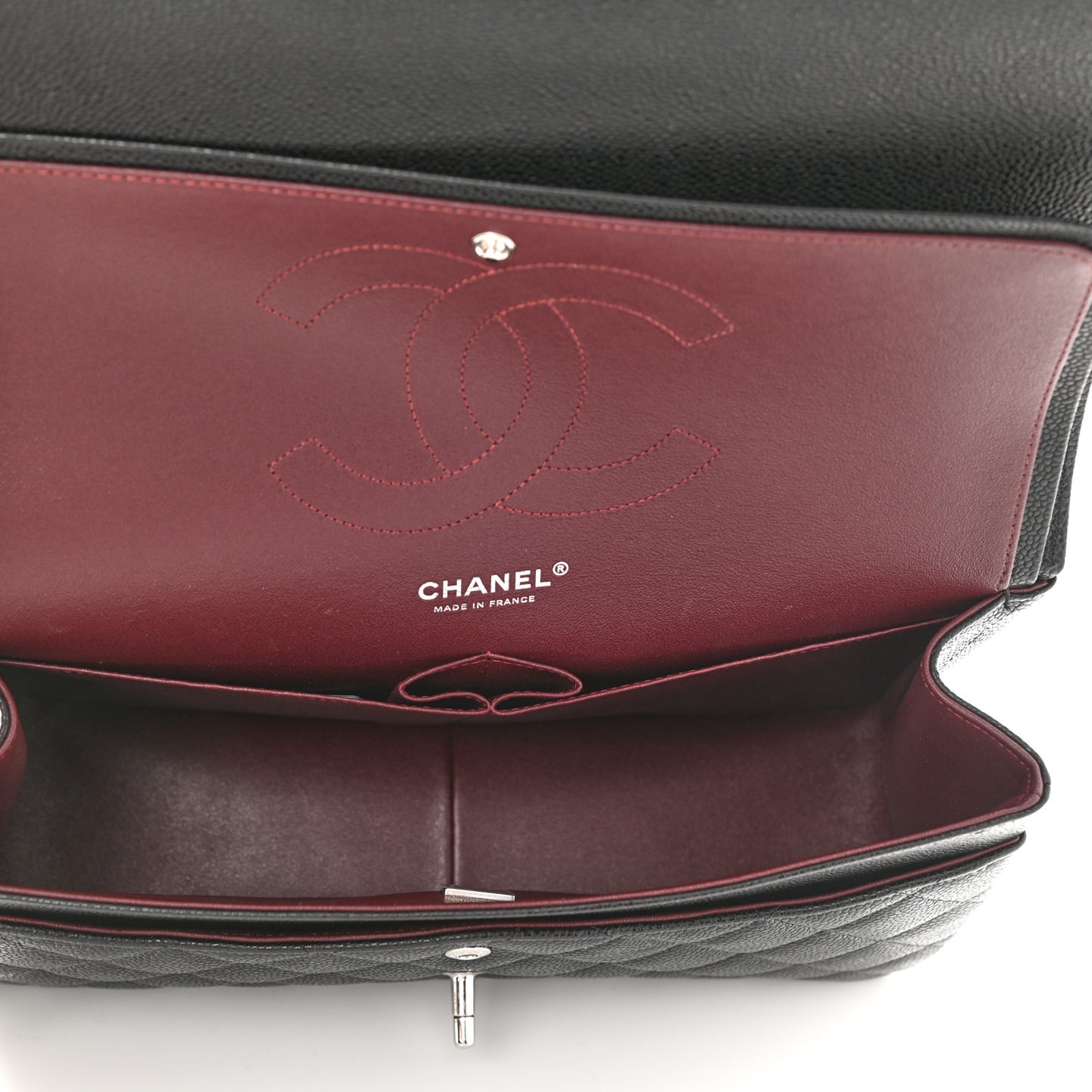 Caviar Quilted Jumbo Double Flap Black