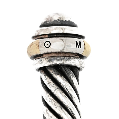 David Yurman Sterling Silver 18K Yellow Gold 4mm Cable Classics Bracelet 3 of 4