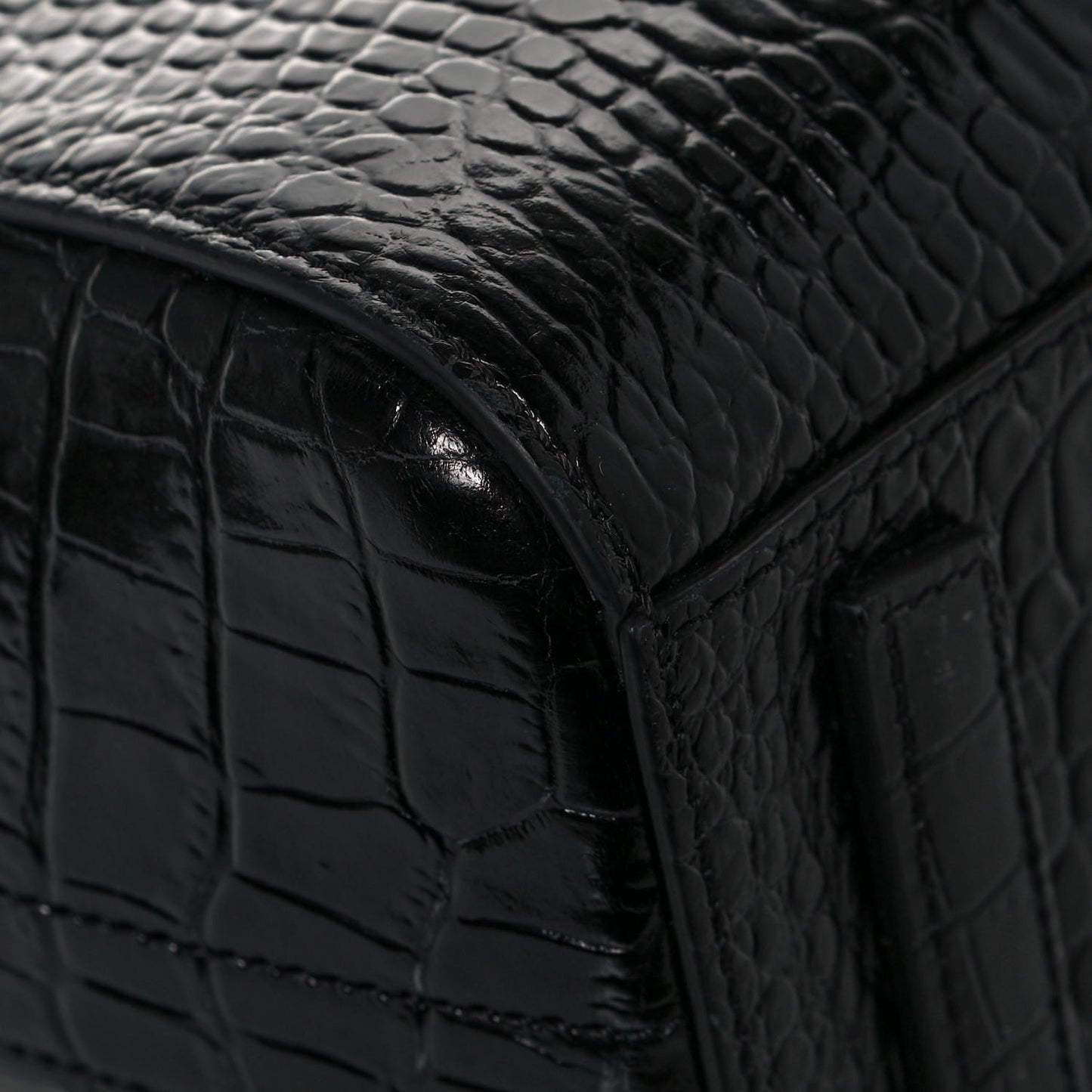 Calfskin Crocodile Embossed Mini Antigona Black