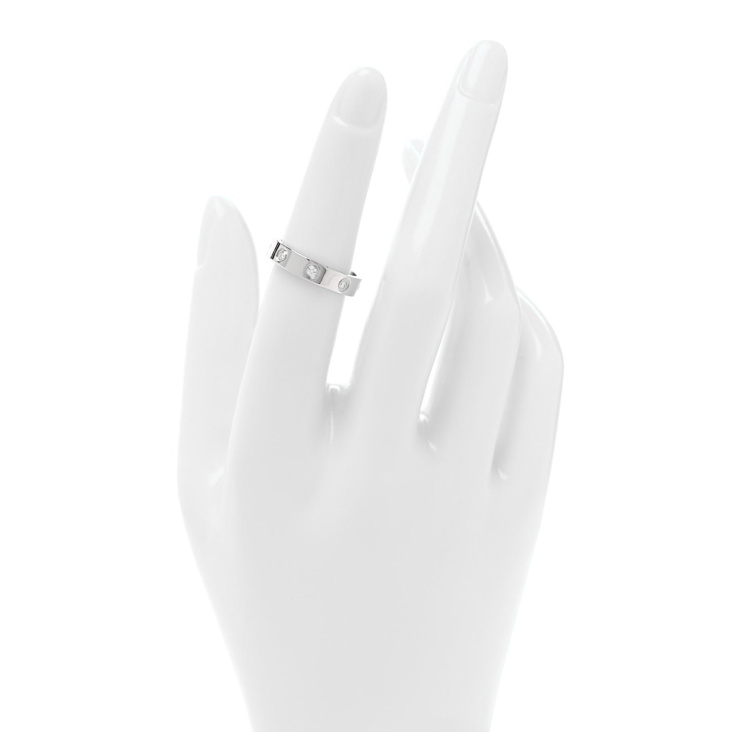 18K White Gold 8 Diamond 4mm Wedding Band LOVE Ring 51 5.75