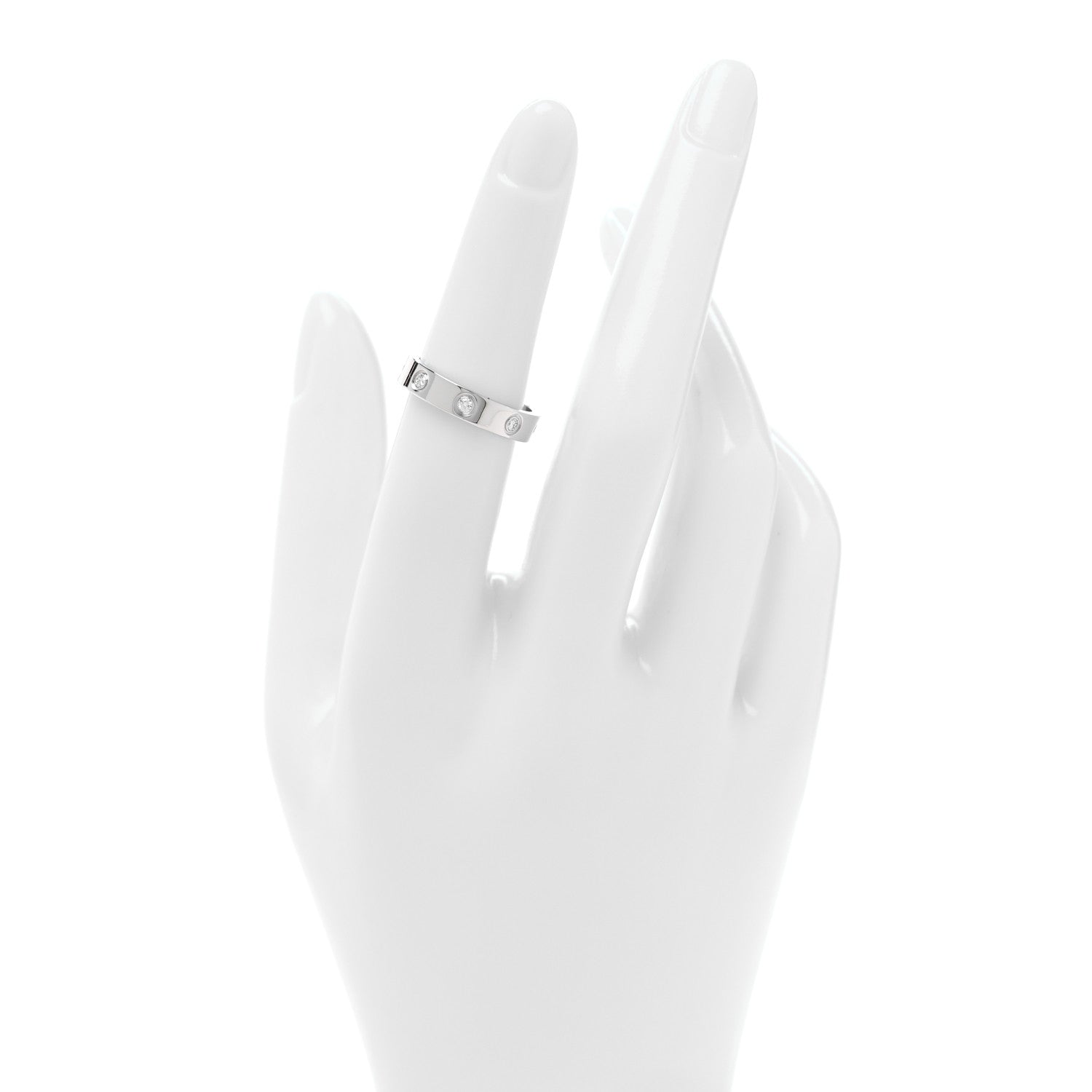 Cartier 18K White Gold 8 Diamond 4mm Wedding Band LOVE Ring 51 5.75 2 of 5