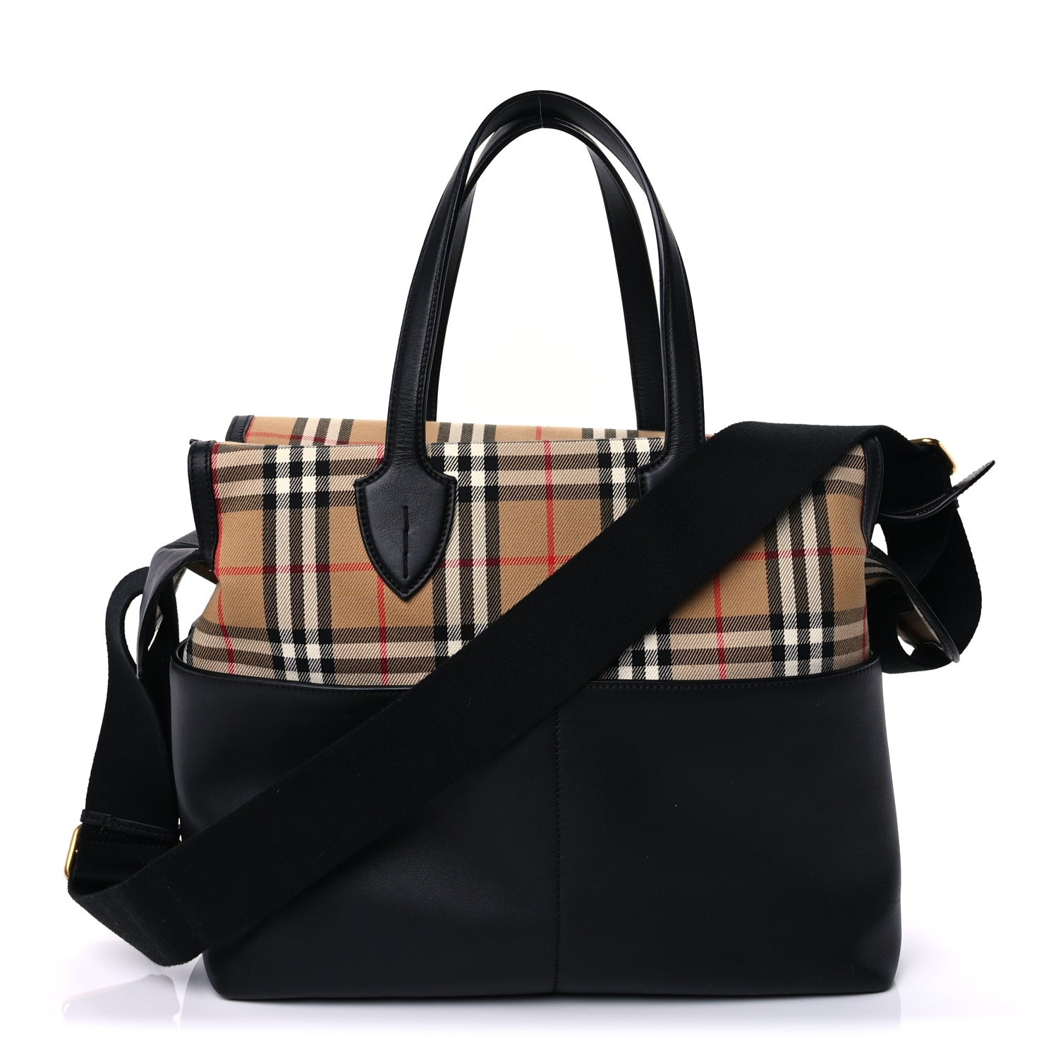 Burberry Calfskin Vintage Check Kingswood Achly Diaper Bag  Black 1 of 8