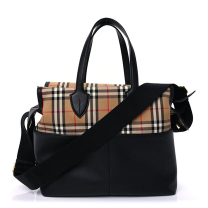 Burberry Calfskin Vintage Check Kingswood Achly Diaper Bag  Black 1 of 8