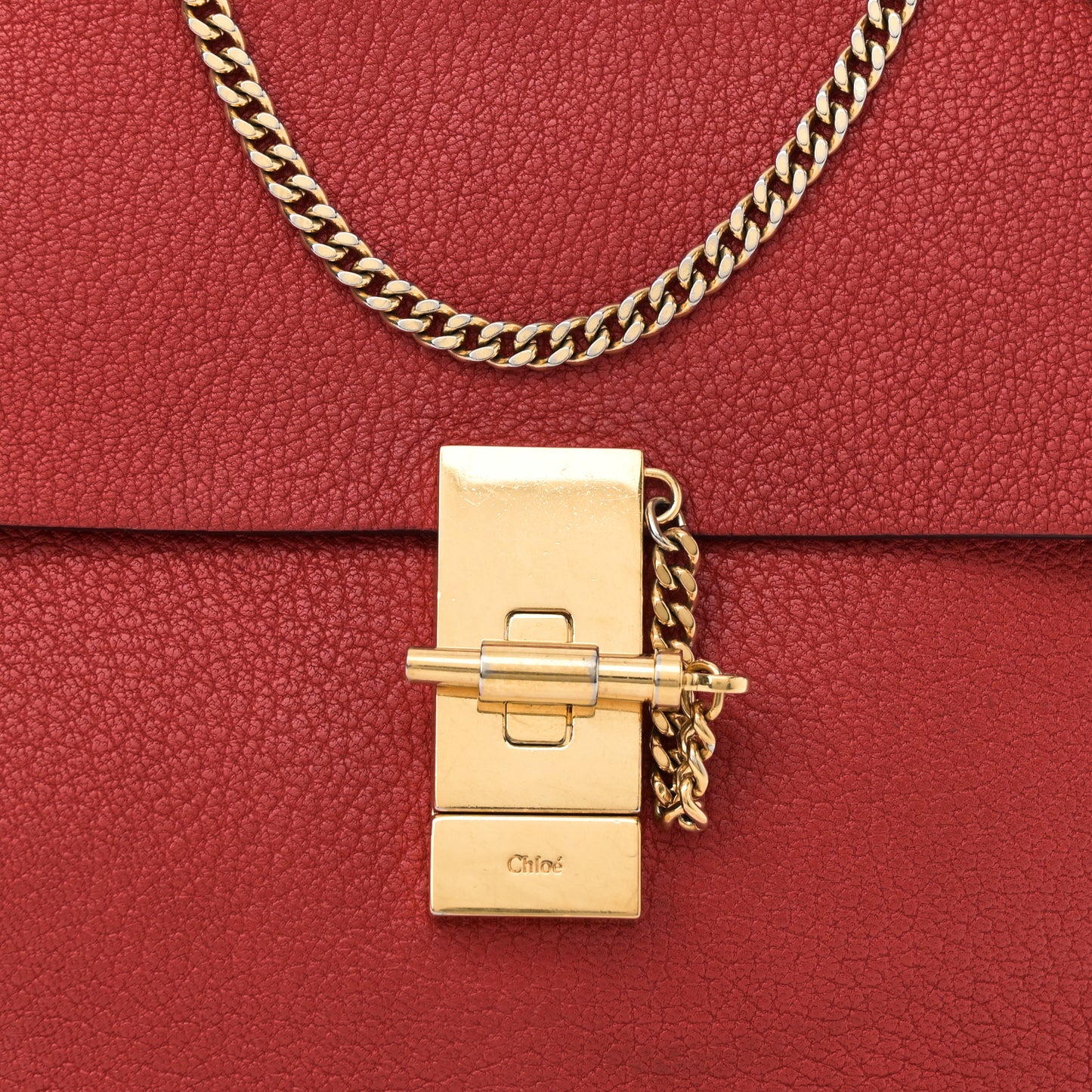 Grained Lambskin Drew Shoulder Bag Plaid Red