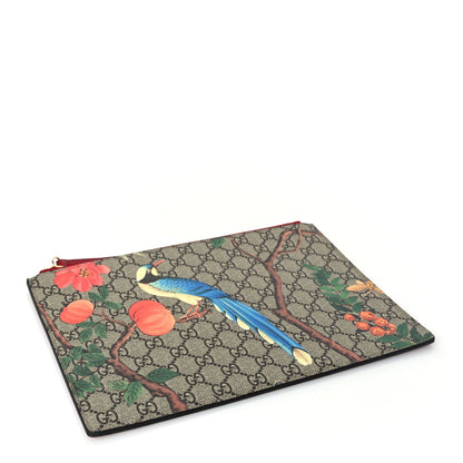 Gucci GG Supreme Monogram Tian Large Zip Pouch Beige Multicolor Red 4 of 7