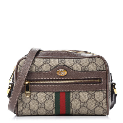 Gucci GG Supreme Monogram Web Mini Ophidia Shoulder Bag Brown 1 of 12
