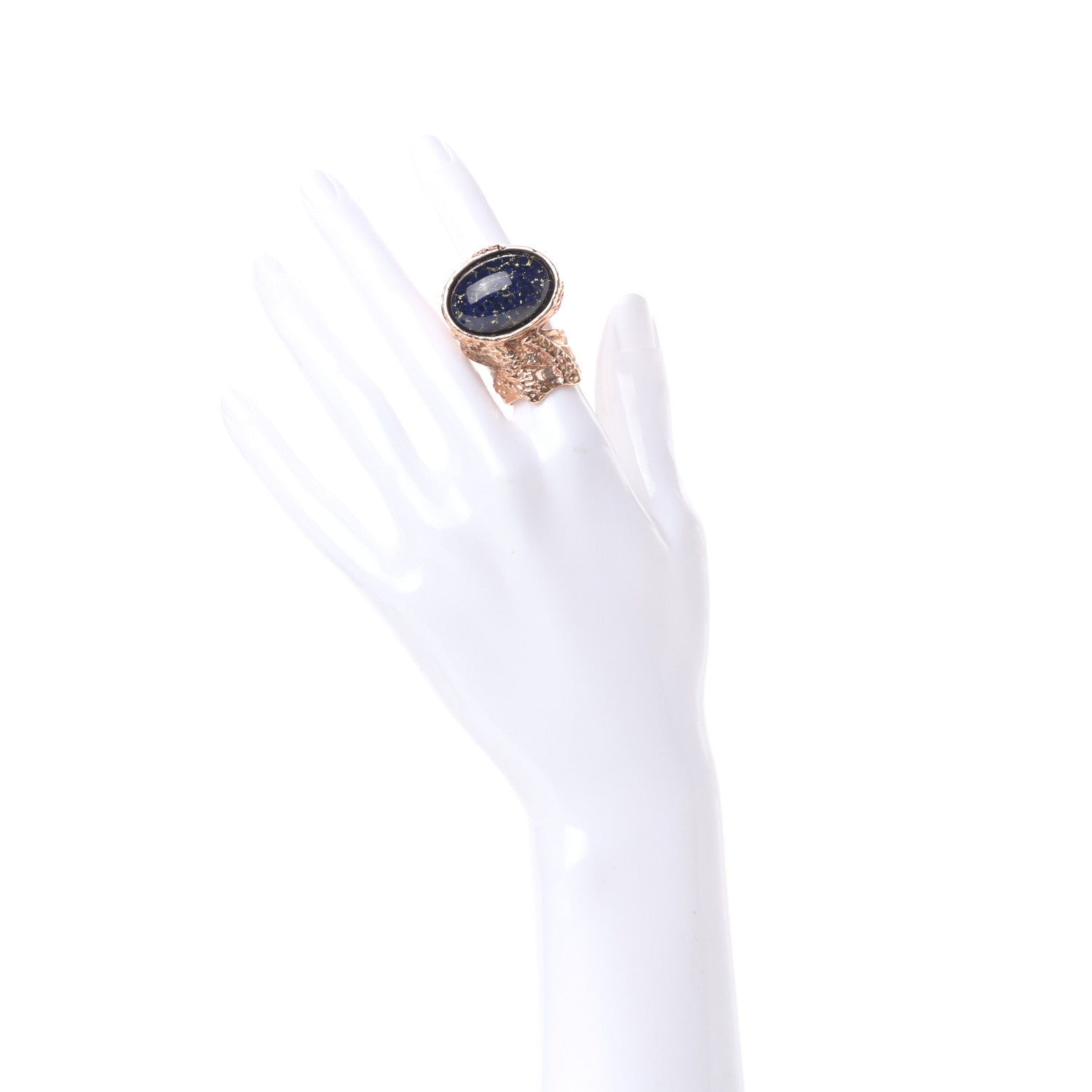 Saint Laurent Glass Cabochon Arty Ovale Ring 5 Rose Gold Lapis 2 of 4